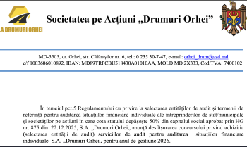 Anunț: Concurs pentru selectarea entității de audit pentru anul 2026